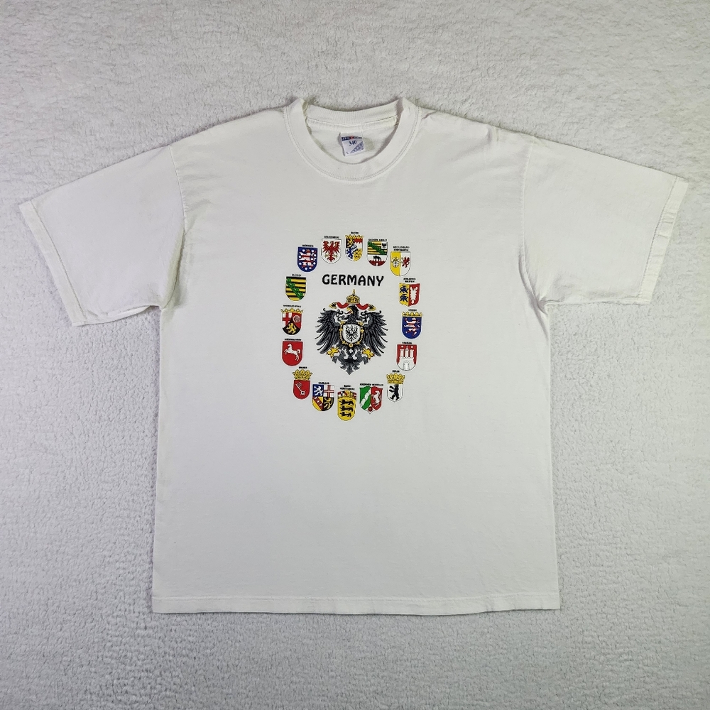 Germany City Crests Flags VINTAGE T-shirt Large White 90s Souvenir Made In USA